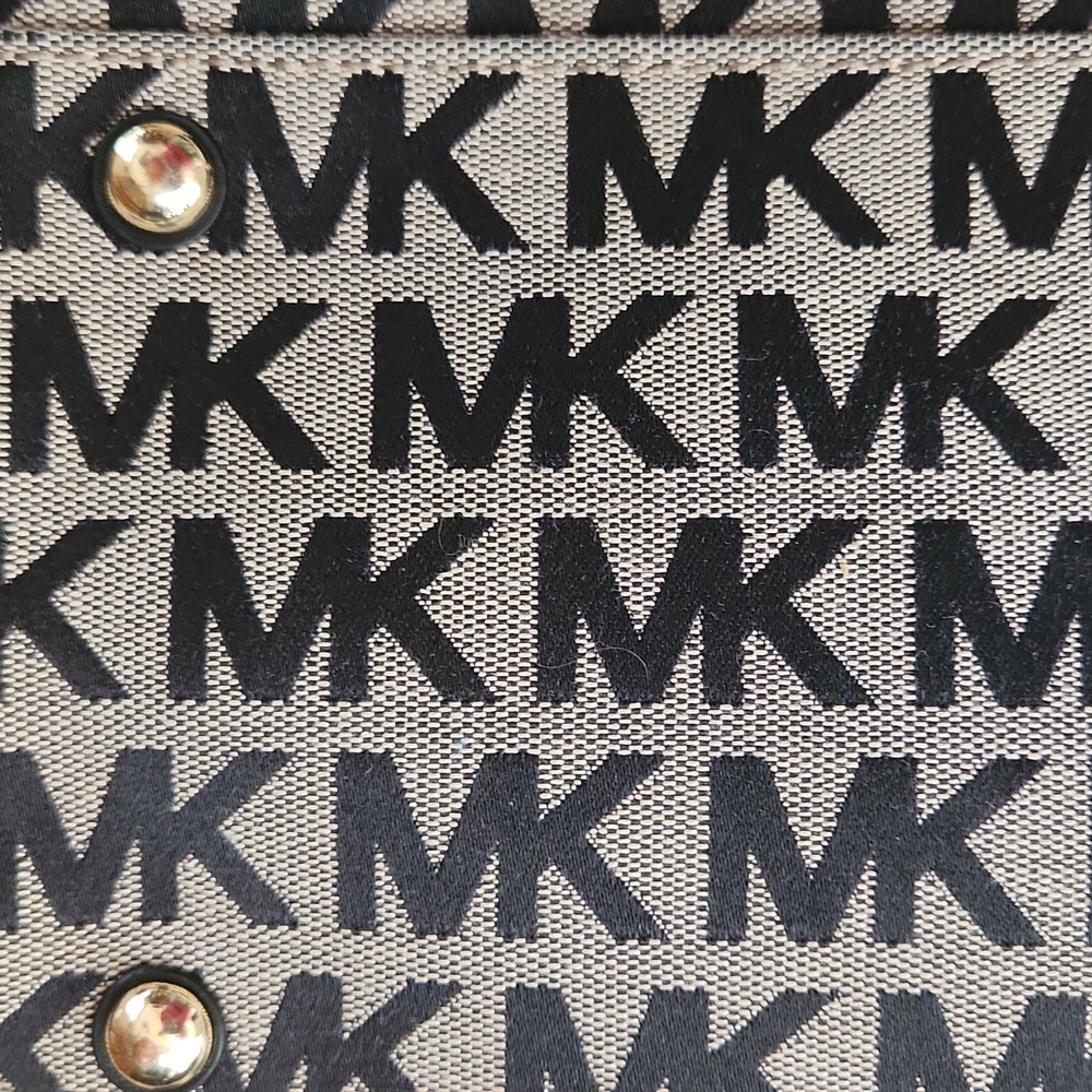 Michael Kors Black and Tan MK Pattern Satchel - Picture 10 of 10